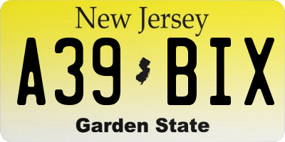 NJ license plate A39BIX