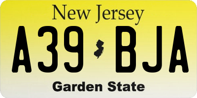 NJ license plate A39BJA
