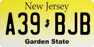 NJ license plate A39BJB