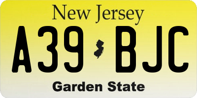 NJ license plate A39BJC