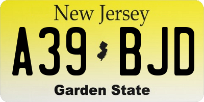 NJ license plate A39BJD