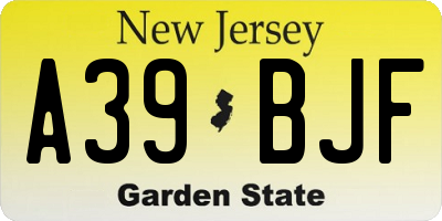 NJ license plate A39BJF