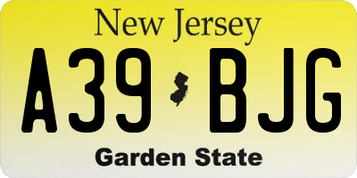 NJ license plate A39BJG