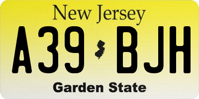 NJ license plate A39BJH