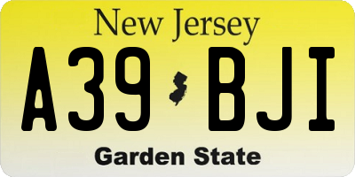 NJ license plate A39BJI