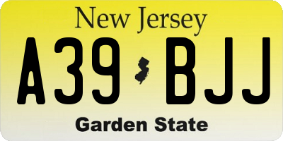 NJ license plate A39BJJ