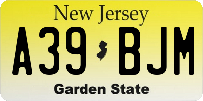 NJ license plate A39BJM