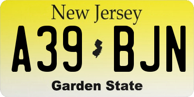 NJ license plate A39BJN