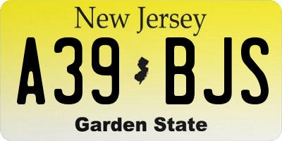 NJ license plate A39BJS