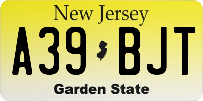 NJ license plate A39BJT