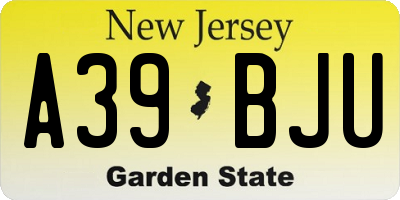 NJ license plate A39BJU