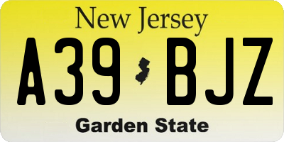 NJ license plate A39BJZ