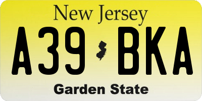 NJ license plate A39BKA
