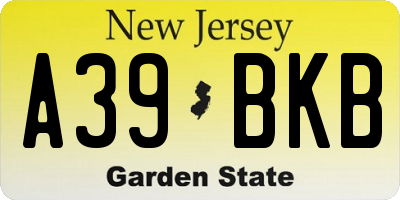 NJ license plate A39BKB