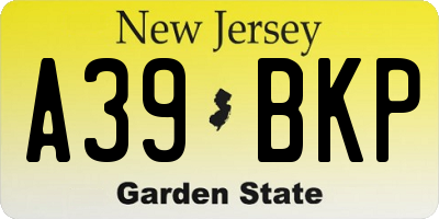 NJ license plate A39BKP