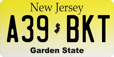 NJ license plate A39BKT