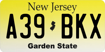 NJ license plate A39BKX