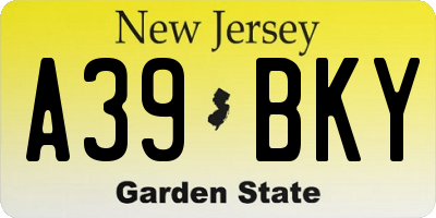NJ license plate A39BKY