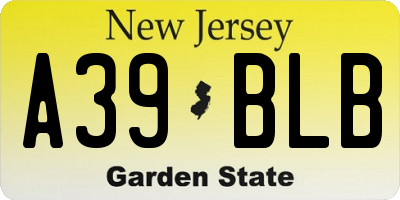 NJ license plate A39BLB