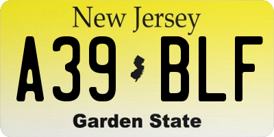 NJ license plate A39BLF