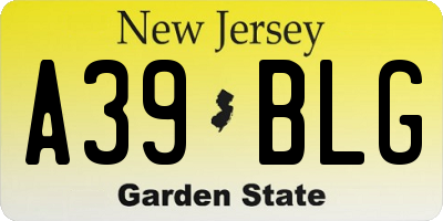 NJ license plate A39BLG