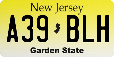 NJ license plate A39BLH
