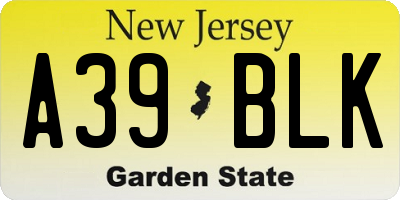 NJ license plate A39BLK