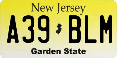 NJ license plate A39BLM