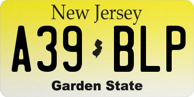 NJ license plate A39BLP
