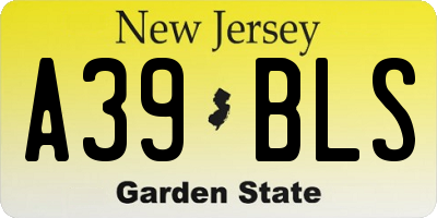 NJ license plate A39BLS