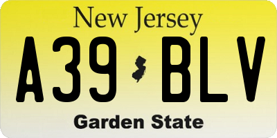 NJ license plate A39BLV
