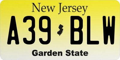 NJ license plate A39BLW
