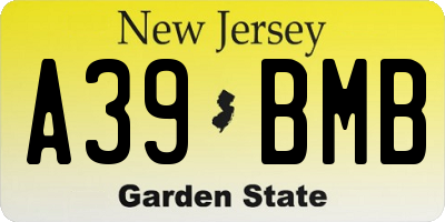 NJ license plate A39BMB