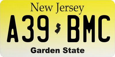 NJ license plate A39BMC