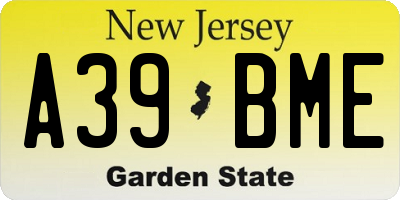NJ license plate A39BME