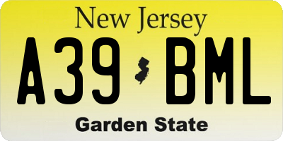 NJ license plate A39BML