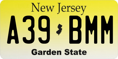 NJ license plate A39BMM