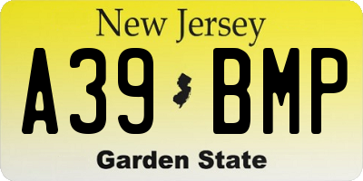 NJ license plate A39BMP