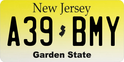 NJ license plate A39BMY