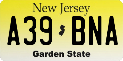NJ license plate A39BNA