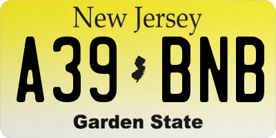 NJ license plate A39BNB
