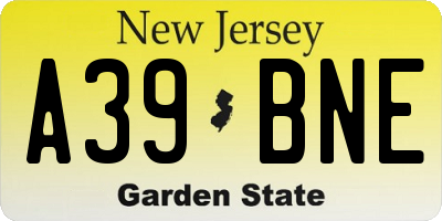 NJ license plate A39BNE
