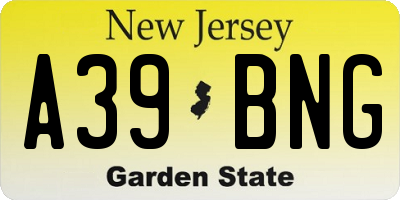 NJ license plate A39BNG