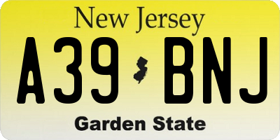 NJ license plate A39BNJ
