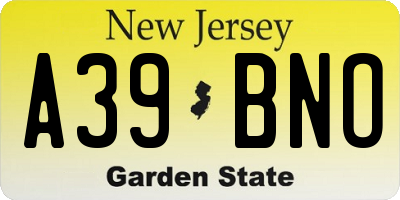 NJ license plate A39BNO