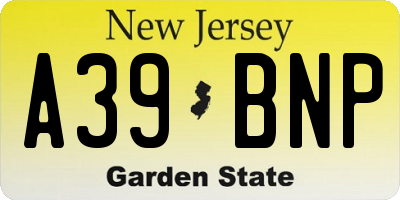 NJ license plate A39BNP
