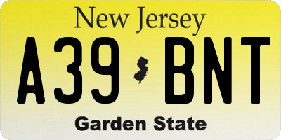 NJ license plate A39BNT