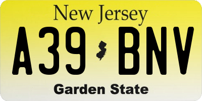 NJ license plate A39BNV