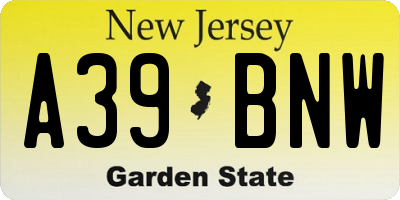 NJ license plate A39BNW