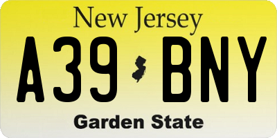 NJ license plate A39BNY